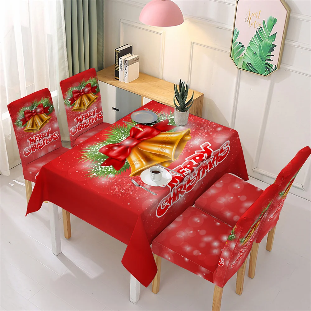 

Santa bow bell Table cloth Christmas stocking gift Table cloth Christmas party table cloth End table tablecloth New Year holiday