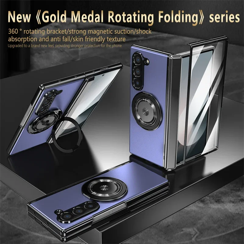 Premium Rotating Magnetic Car Holder Phone Case with Hinge Protection and Metal Alloy Back Cover