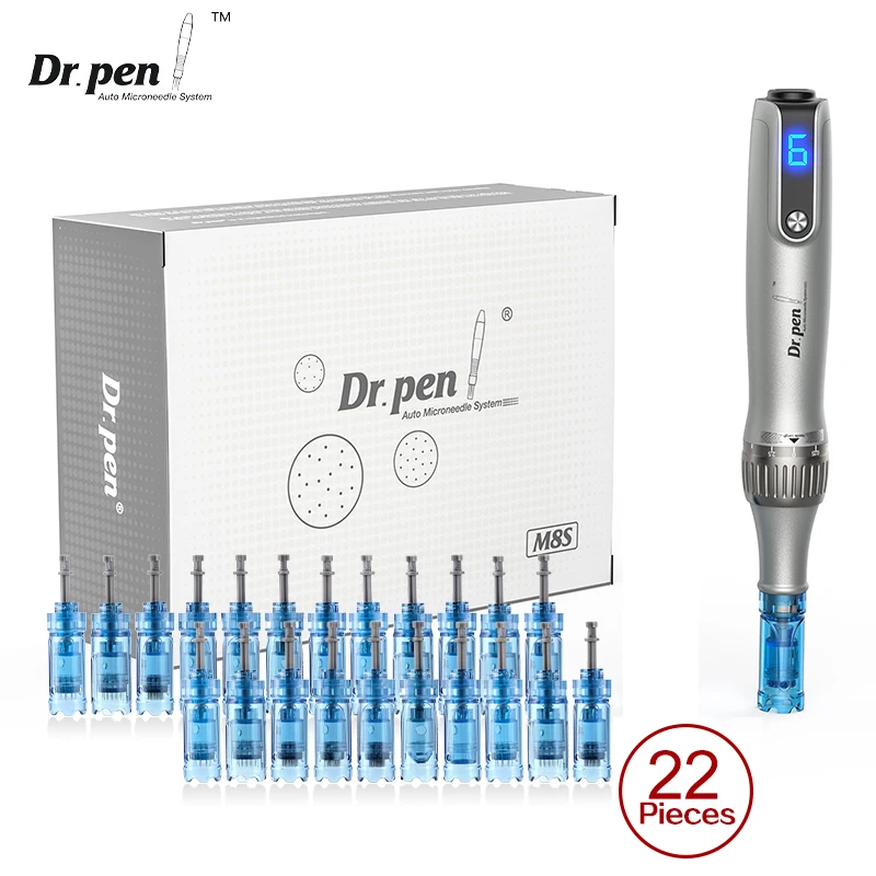 Stylo de microneedling authentique Dr Pen Ultima M8S avec 22 aiguilles, stylo derma sans fil, machine de beauté, longueur des aiguilles 0,25 mm 1