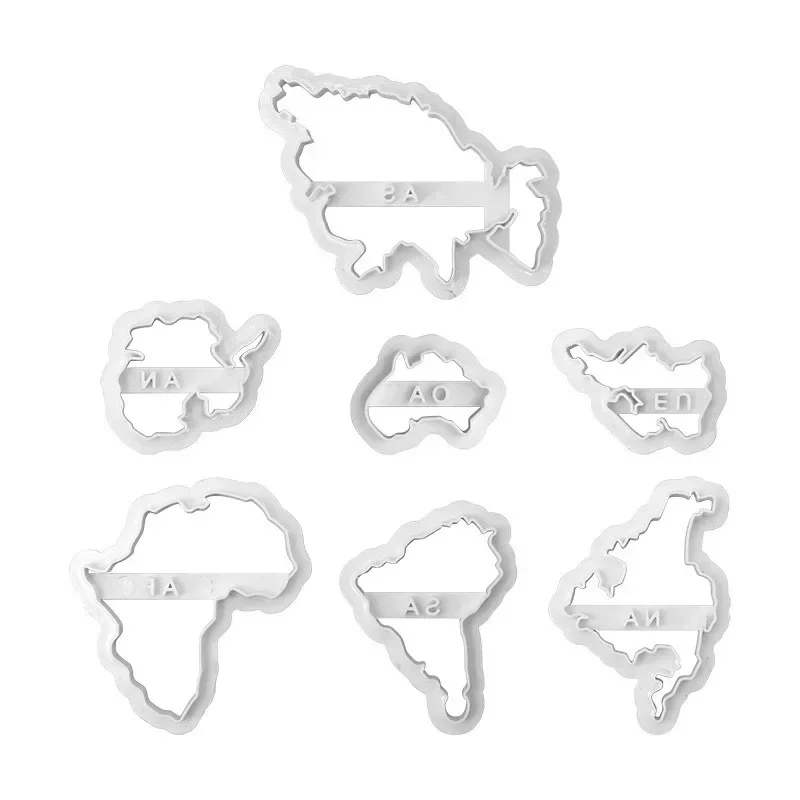 Seven Continents Shape Cookies Cutters 3D Plastic World Map Biscuit Mold Cookie Stamp DIY Fondant Cake Mould Pastry Baking Tools