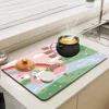 Cartoon rabbit illustration Printed Dish Drying Mat Super Absorbent Coffee Drain Pad Tableware Quick Dry Rug 5