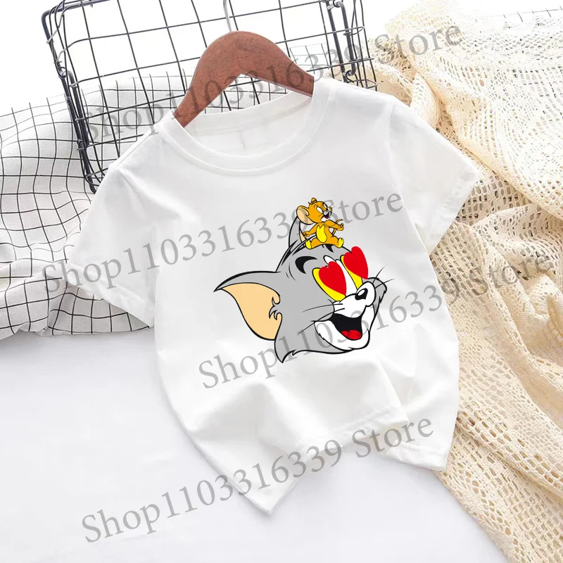Children's Tom and Jerry Short Sleeve Casual Summer T-Shirt - Fashionable Birthday Gift