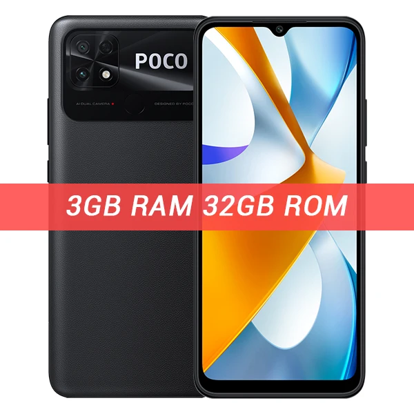  Телефон POCO C40, 32 ГБ/64 ГБ, 6,71 дюйма, двойная камера 13 МП, восемь ядер, 6000 мАч 