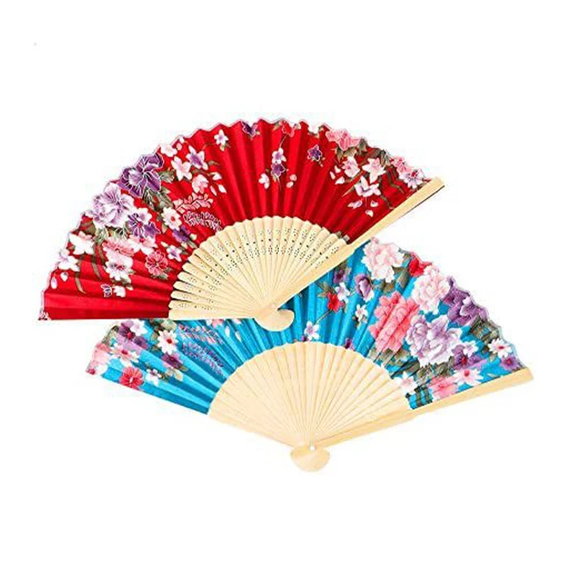 Folding Fan Hand Fan Silk Fans Silk Fan Chinese Japanese Style Folding Home Decoration Vintage Art Craft Gift Party Dance Print Flower Pattern Hand Fan Gift