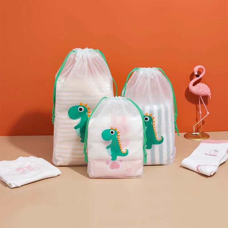 Transparent Drawstring Bags Exquisite Cartoon Patterns Waterproof Easy-to-carry Grocery storage bag 10