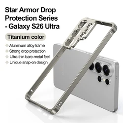 Luxury Ultra - Thin Aluminum Alloy Mechanical Phone Case - Metal Removable Shockproof Cover - Galaxy S26 Plus (Titanium)