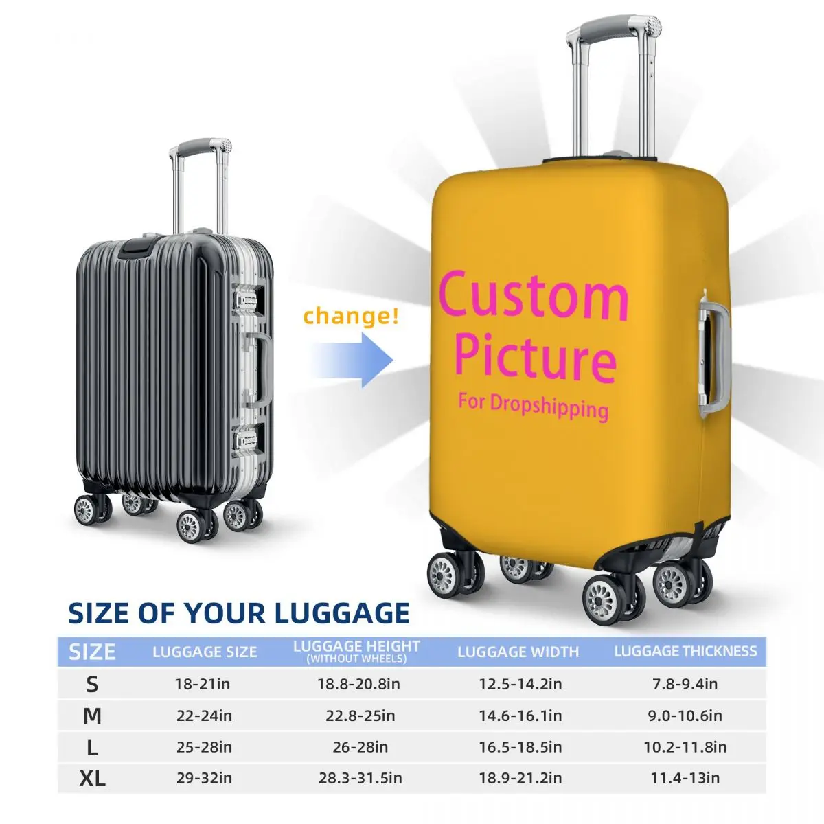 Custom Personalized Custom Photo Logo Luggage Cover Cute Customized DIY Print Suitcase Protector Covers Suit For 18-32 inch 6