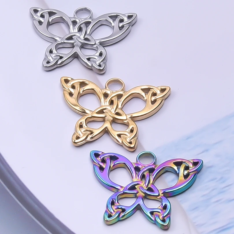 

3pcs Butterfly Charm Metal Butterfly Hollow Charm Stainless Steel Rainbow Color Animal Pendant for Jewelry Making DIY Jewelry