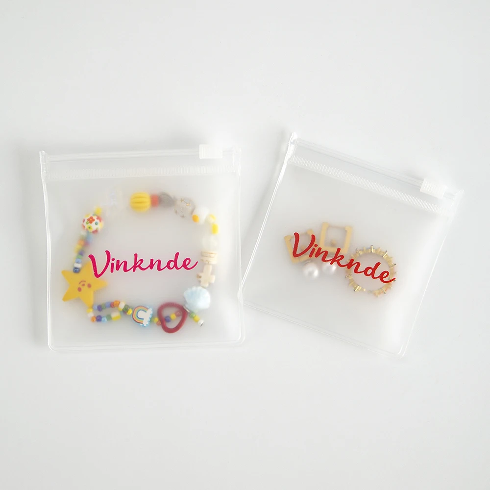 100pcs Personalized Matte Frosted Jewelry Zipper Bag Package Customized High-Quality Jewelry Packaging Pouches with Logo