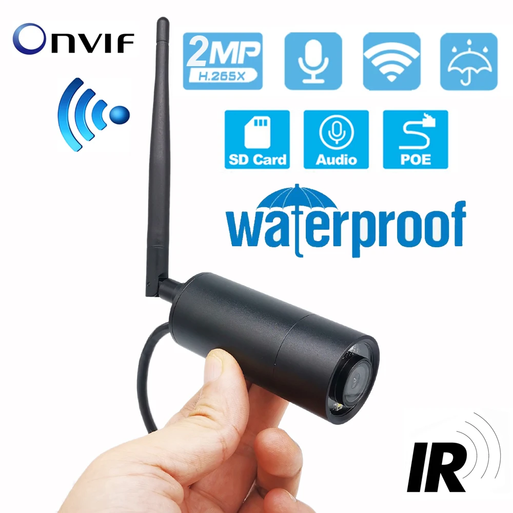 MiniBulletCameraWIFIIRCUT1080PPOE2MPSurveillanceWirelessIP