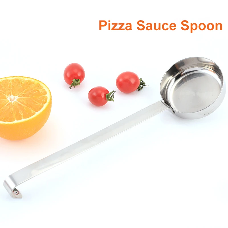 SHANGPEIXUAN Pizza Sauce Spoon Stainless Steel with One piece Handle Anti-Hot Pizza Spread Ladle Measuring Spoon Tools