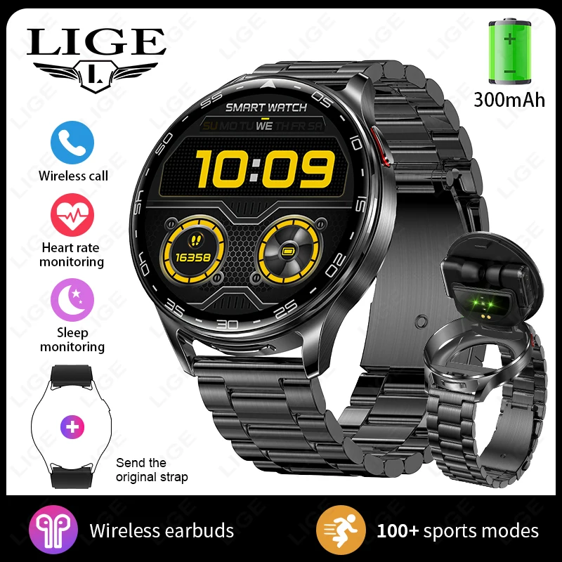 Headset Smart Watch 1.39″ HD Fitness Tracker with Wireless Earbu