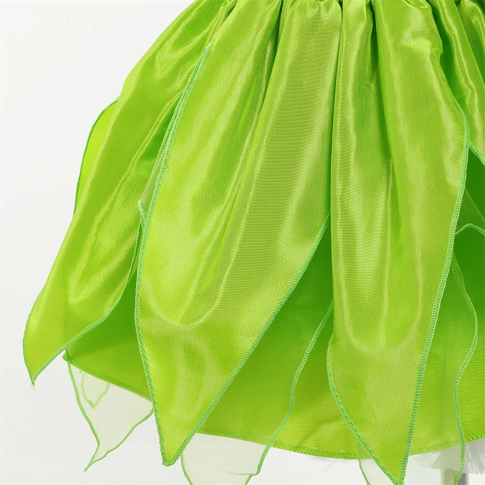 Kids Halloween Cosplay Green Fairy Tinker Bell Princess Dress Up Carnival Christmas Baby Girl Elf Birthday Party Ball Gowns