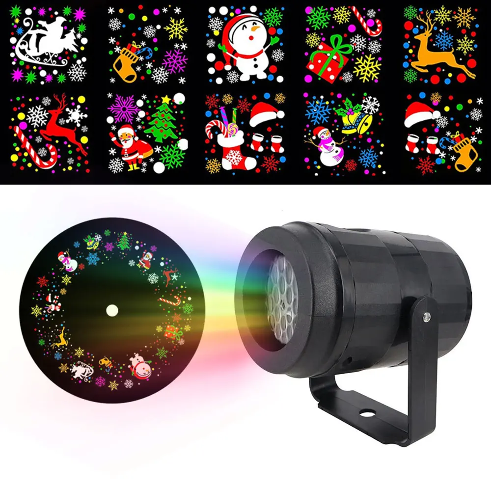 

USB Power Christmas Laser Projector Snowflake Santa Snowman Elk Projection Lamp LED Stage Light Family Party Atmosphere Light