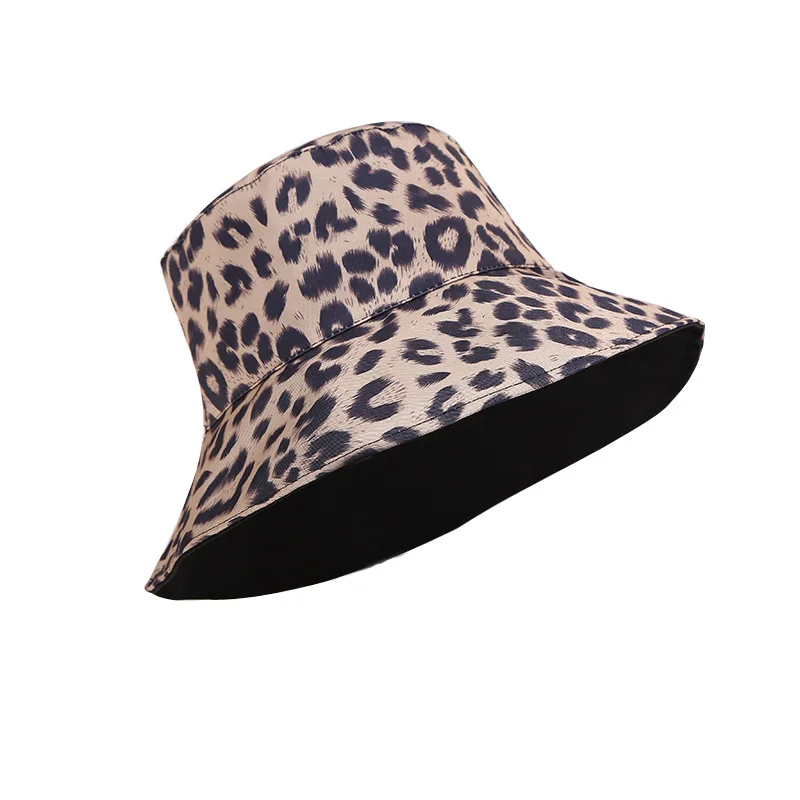 Leopard Print Double-Sided Bucket Hat - UV50+ Sun Protection for Women, Japanese Korean Fashion Basin Cap Versatile Spring Fall
