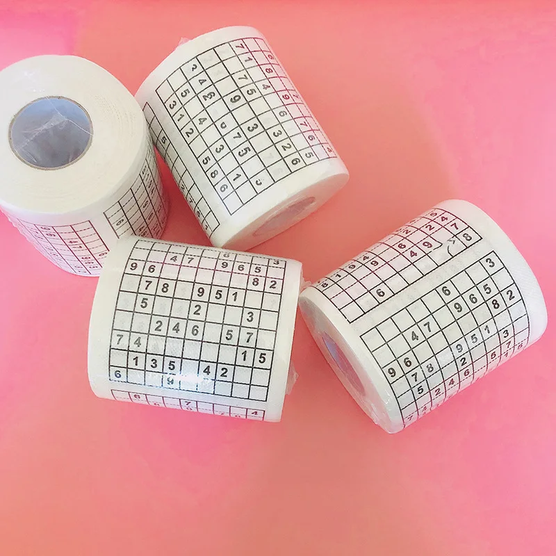 1PC Creative Sudoku Game Toilet Paper Games Roll Paper Towel Tenacity Durable Funny Printed Toilet Bathroom Accessories