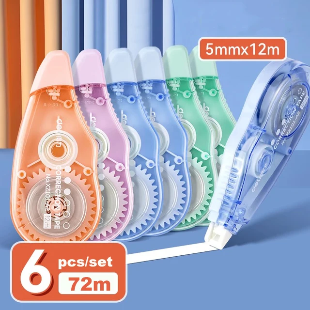 Deli Correction Tape 6pcs/set 72m Large Capacity Roller Correction Tapes for Students Error Correction Stationery Supplies 1
