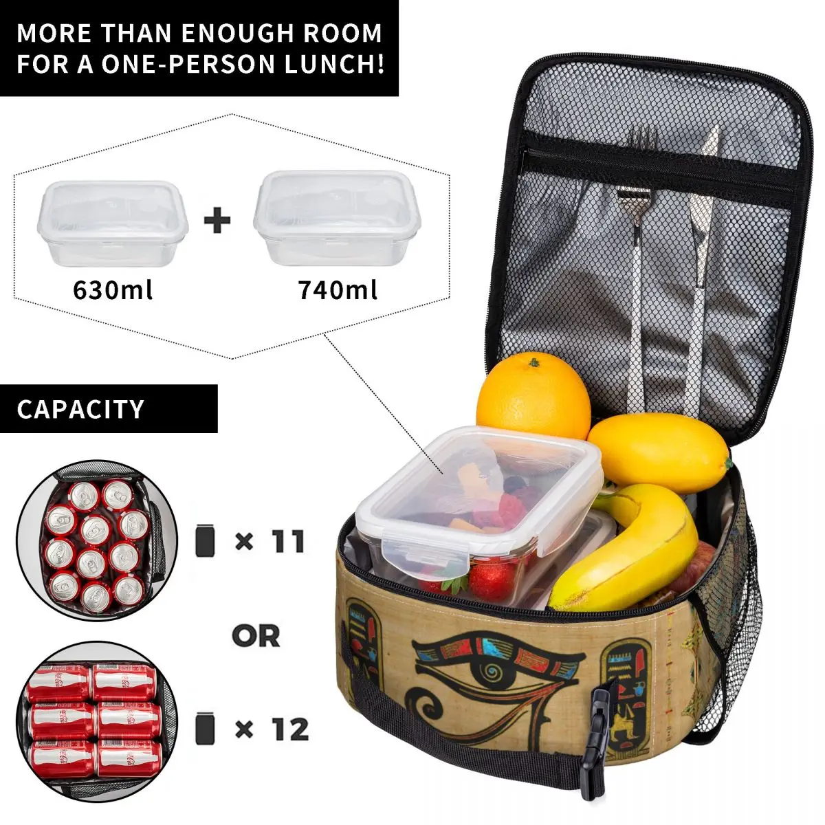 Egyptian Eye Of Horus Thermal Insulated Lunch Bags Ancient Egypt Portable Lunch Tote for Work School Travel Storage Food Box
