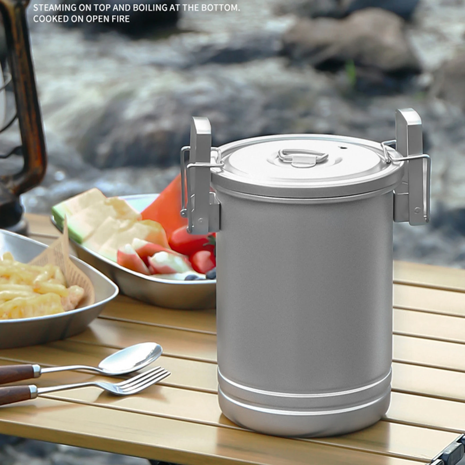 

Multifunctional Cooker Steam Pot For Camping Rice Soup Cooking Camping Cookware Mess Kit Portable Frying Pots