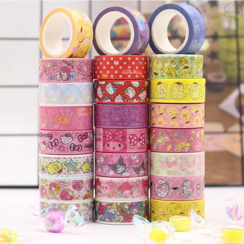 

5M Cartoon Anime Cinnamoroll My Melody Hello Kitty Pom Pom Purin Kuromi Little Twin Star Sanrio Stickers Adhesive Tape
