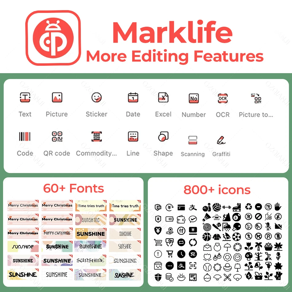 Wireless Label Printer P15 Portable Bluetooth Thermal Label Maker Handheld Mini Machine w/ Adhesive Sticker Tape Home Office Use