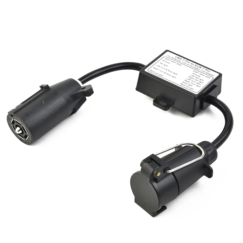 USA To EU Trailer Light Converter US Vehicle 7-Pole RV Blade Socket To European Round Plug trailer plug adapter