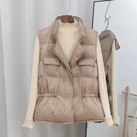 Female White Gilets Windbreaker Down Coat Winter Down Vest Women Short Sleeveless Vest Jacket Lightweight Bodywarmer Waistcoat
