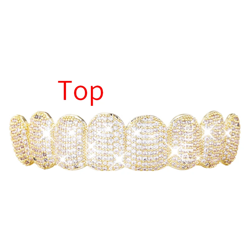 Psivika 2PC Gold Plated With Diamond Round Single Grillz Cap For Your
