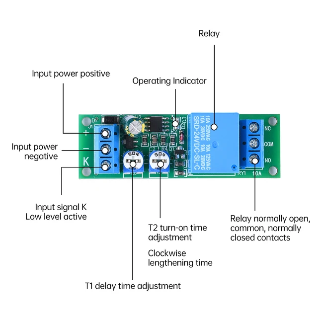 Timer Ciclico DC 5V/12V/24V - Modulo Rel&egrave; Regolabile Per Accensione/Spegnimento