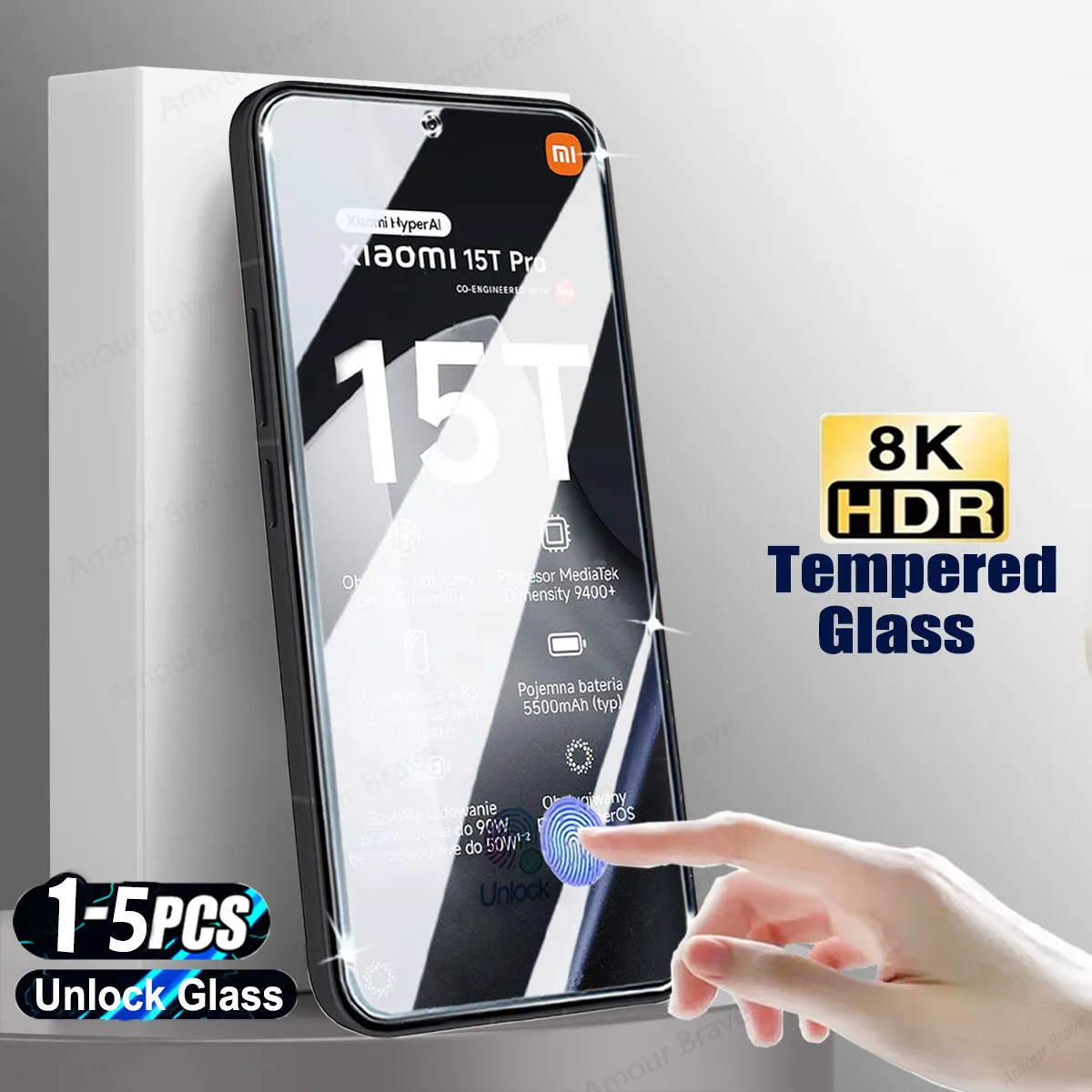 Enhanced Fingerprint Unlock HD Tempered Glass Screen Protector - 1-5PCS Pack