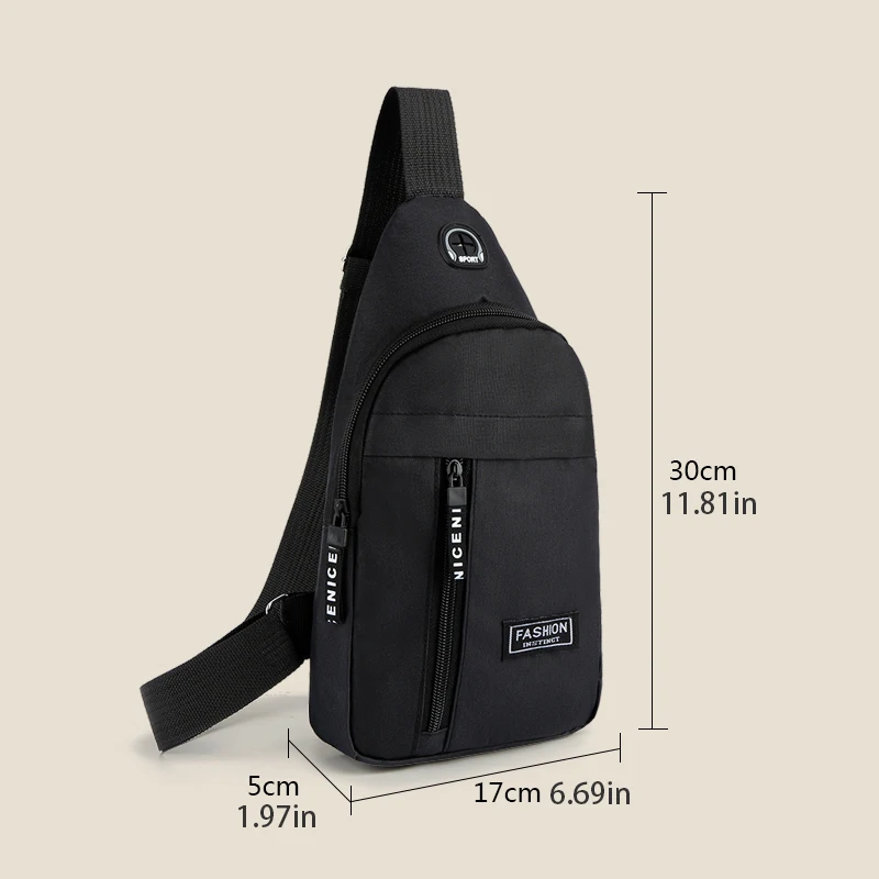 1 men's chest bag crossbody bag with adjustable shoulder straps, zipper closure, and multiple pockets - soft shell casual bag su