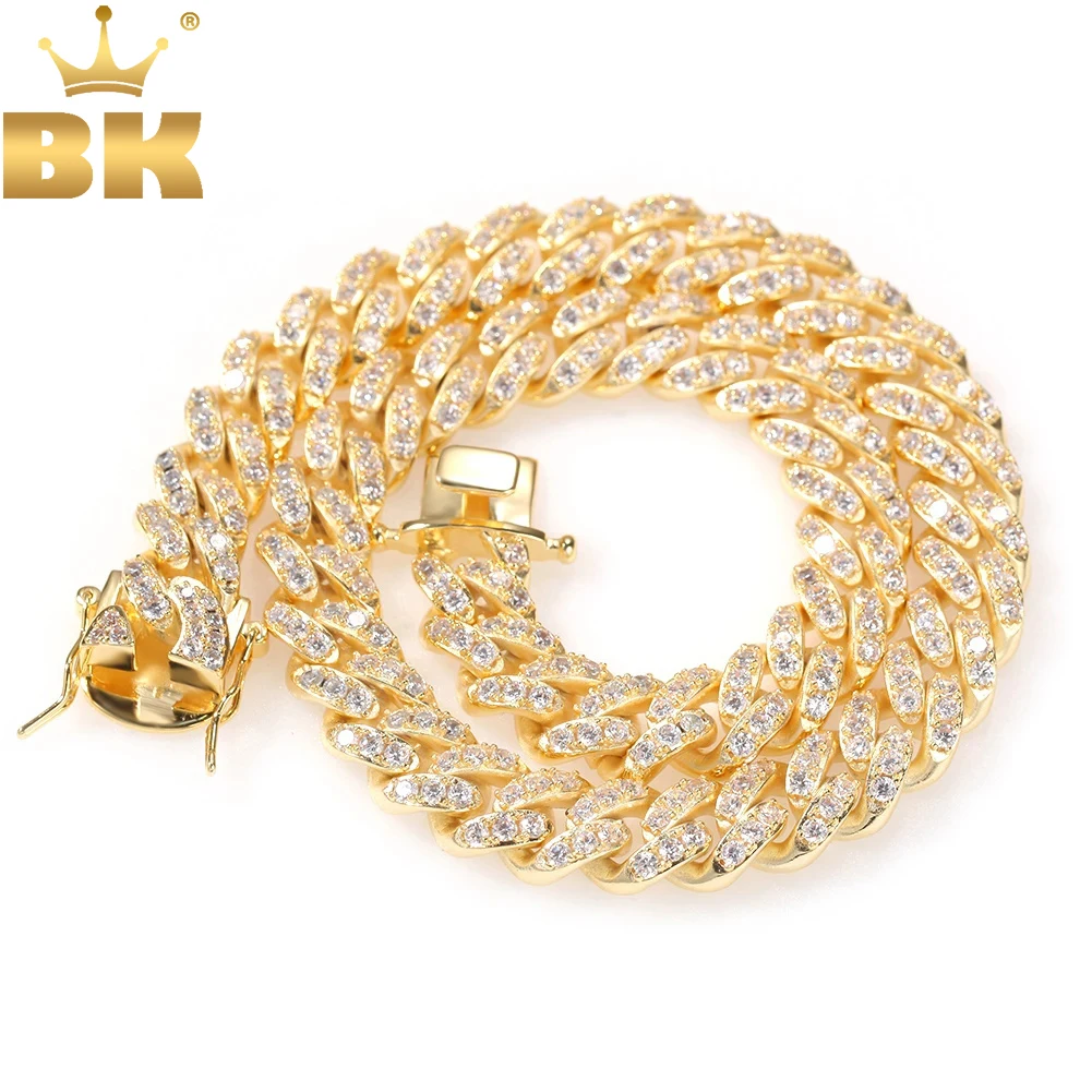 

TBTK 12mm Width Metal Geometric Zircon Gold Necklace Male Trendy Luxury Fashion Hiphop Jewelry Punk Cuban Link Chain Unisex