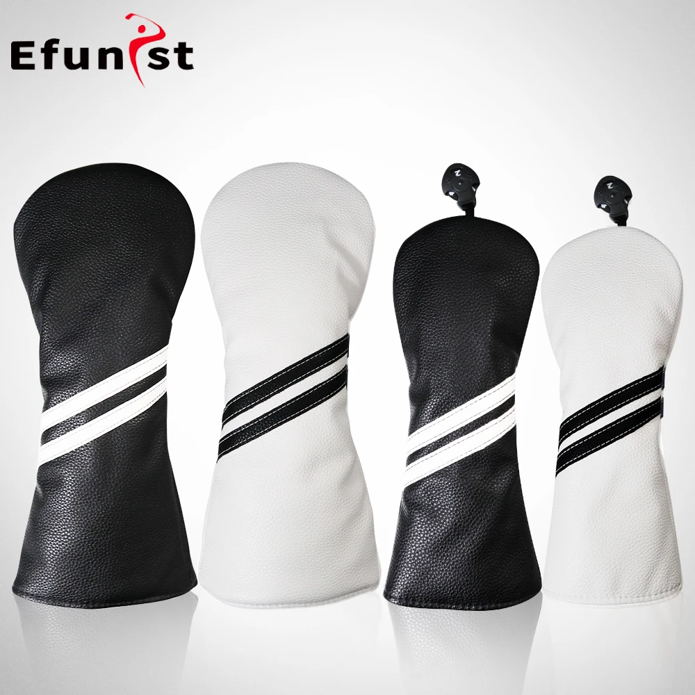 Couvre-chef de Golf en cuir PU, Style rayé, doux et Durable pour conducteur Fairway, protection hybride étanche, couvertures en bois
