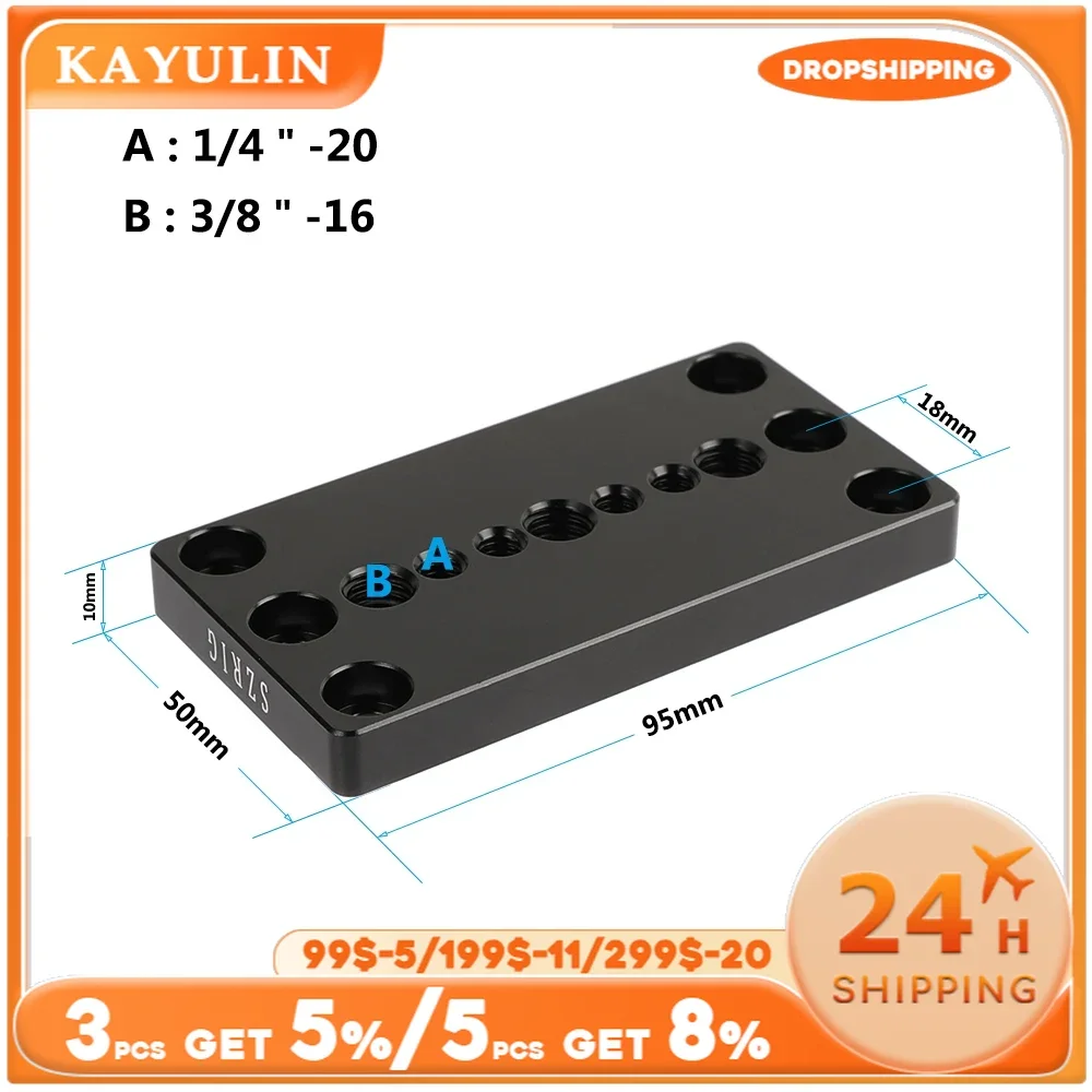 SZRIG Cheese Baseplate Tripod Mounting Plate with 1/4" & 3/8" Thread for Railblock DSLR Camera Cage Camera Accessories