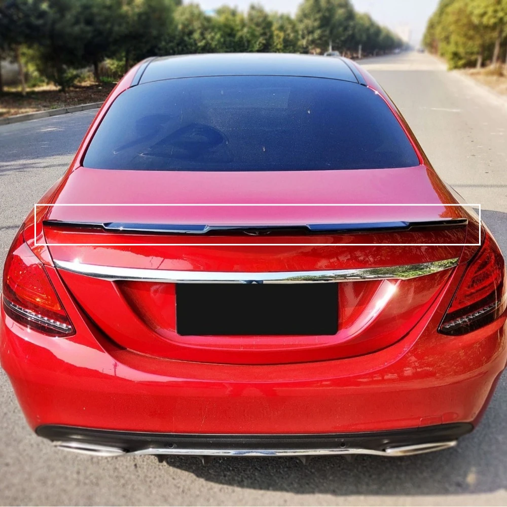 메르세데스 벤츠 C 클래스 W205 프론트 범퍼 립 스포일러 리어 트렁크 윙 2015-2021 글로스 블랙 AMG 스타일 바디 키트 스플리터 3종