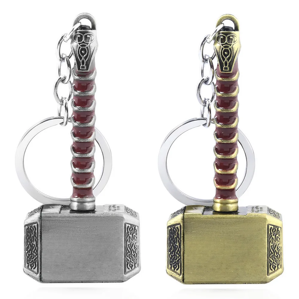 Metal Keychain Thor's Hammer Metal Keychain Bottle Opener Movie Keychain Role Playing Prop Fan Bag Decoration Car Pendant Gift