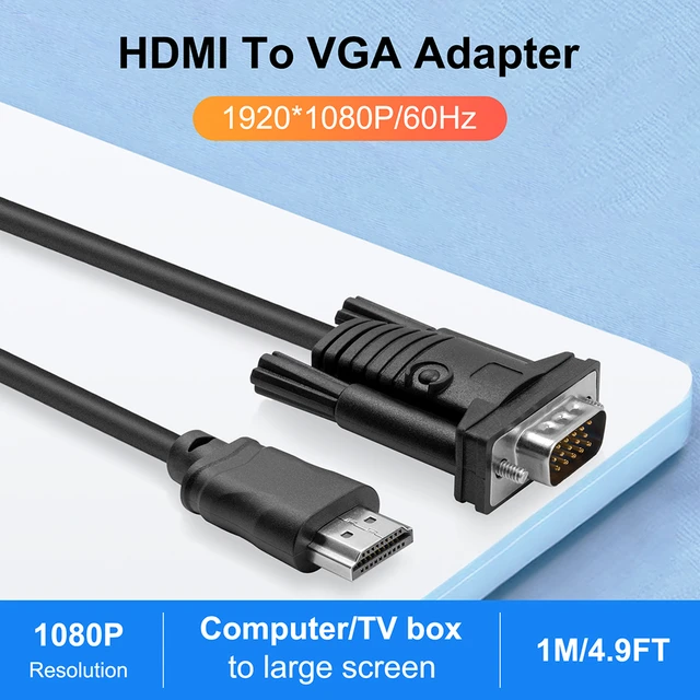 Adaptateur HDMI vers VGA, plaqué or (mâle vers femelle) pour ordinateur,  ordinateur de bureau, ordinateur portable