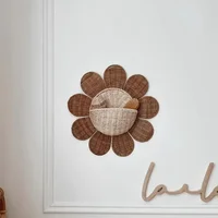 INS Sun Flower Hanging Basket Hand-woven Rattan Kids Room Decoartion Key Sundries Storage Baskets Home Wall Ornaments Props 2