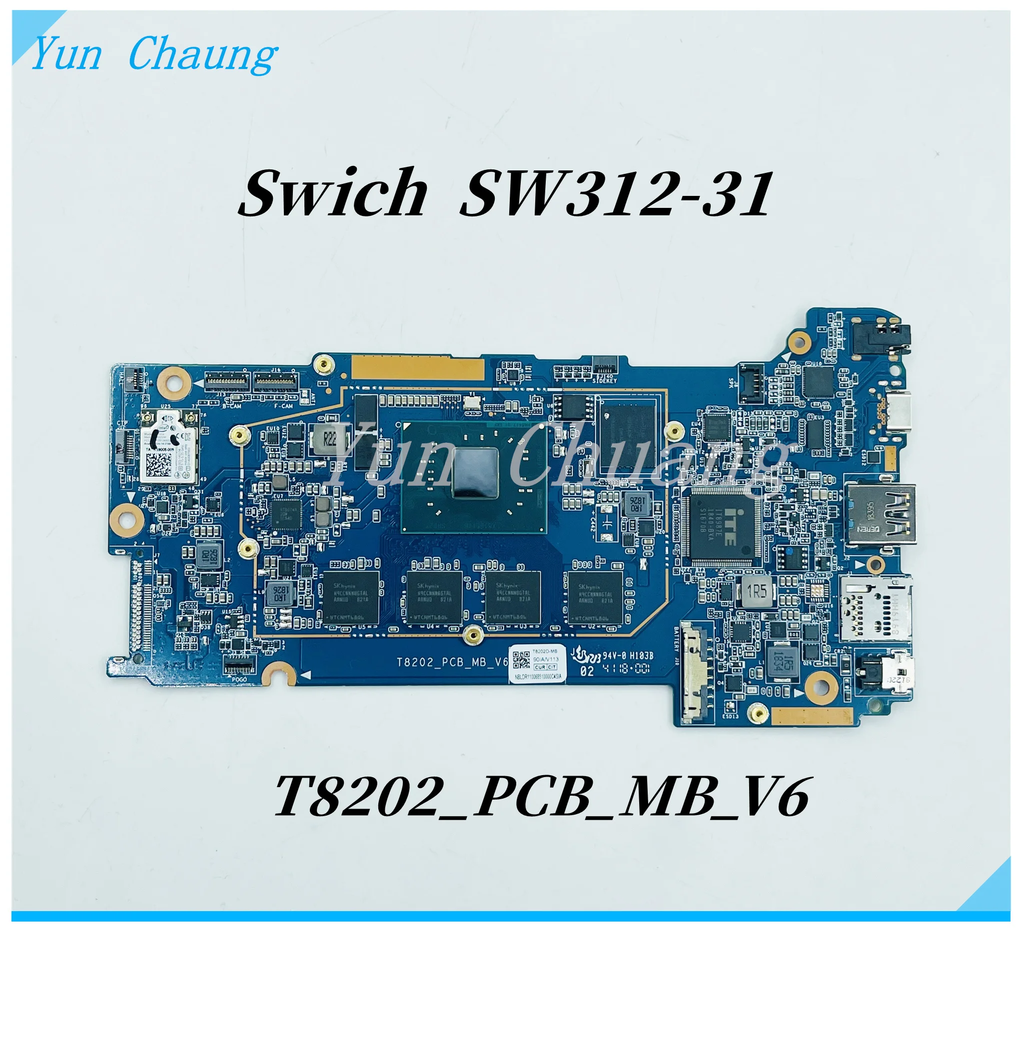 T8202_PCB_MB_V6 Mainboard For Acer Switch SW312-31 Tablet Laptop Motherboard With N4200/N3350 CPU 4GB-RAM 64G/128G SSD 100% test
