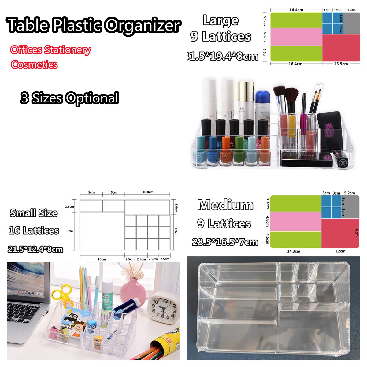 Large Plastic Makeup Organizer for Lipstick Cosmetic Storage Box Makeup
