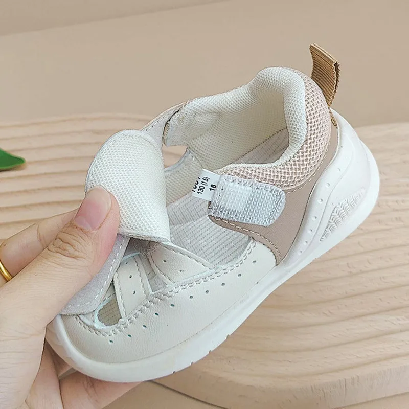 Summer Baby Shoes Leather Cut-outs Soft Sole Boys Sandals Closed Toe Non-slip Fashion Toddler Girls Sandals EU 15-25