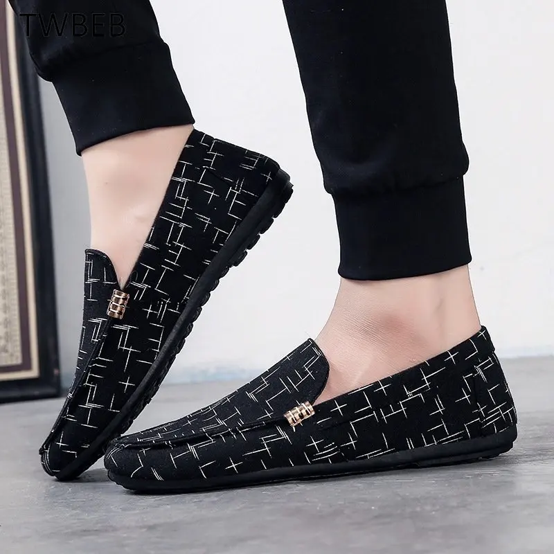 

Loafers Men's Comfortable Flat Casual Shoes Men Breathable Slip-On Soft Leather Driving Shoes Men's Korean Style Cloth Shoes