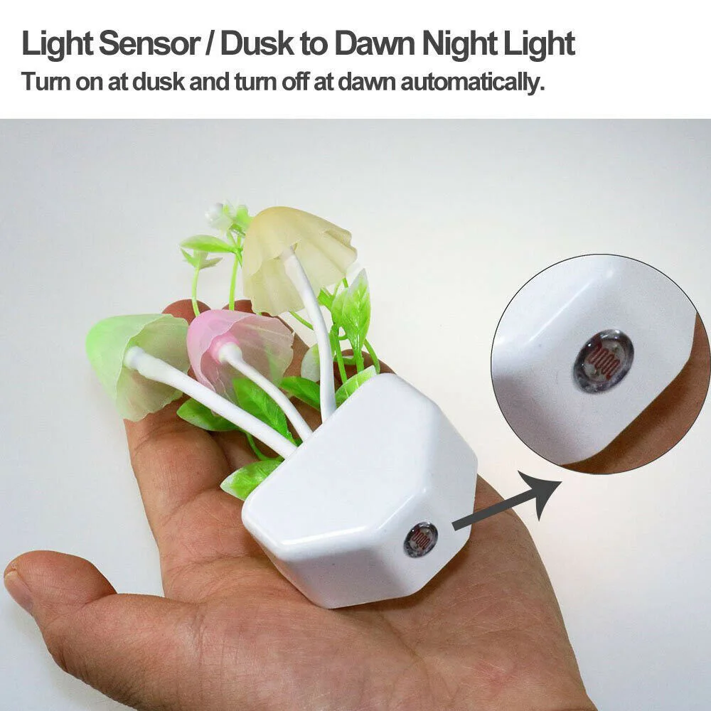 Wall Light-control colorful night light lotus leaf aquatic grass mushroom creative bedroom Lamp 3d lights Decoration night light mini night light