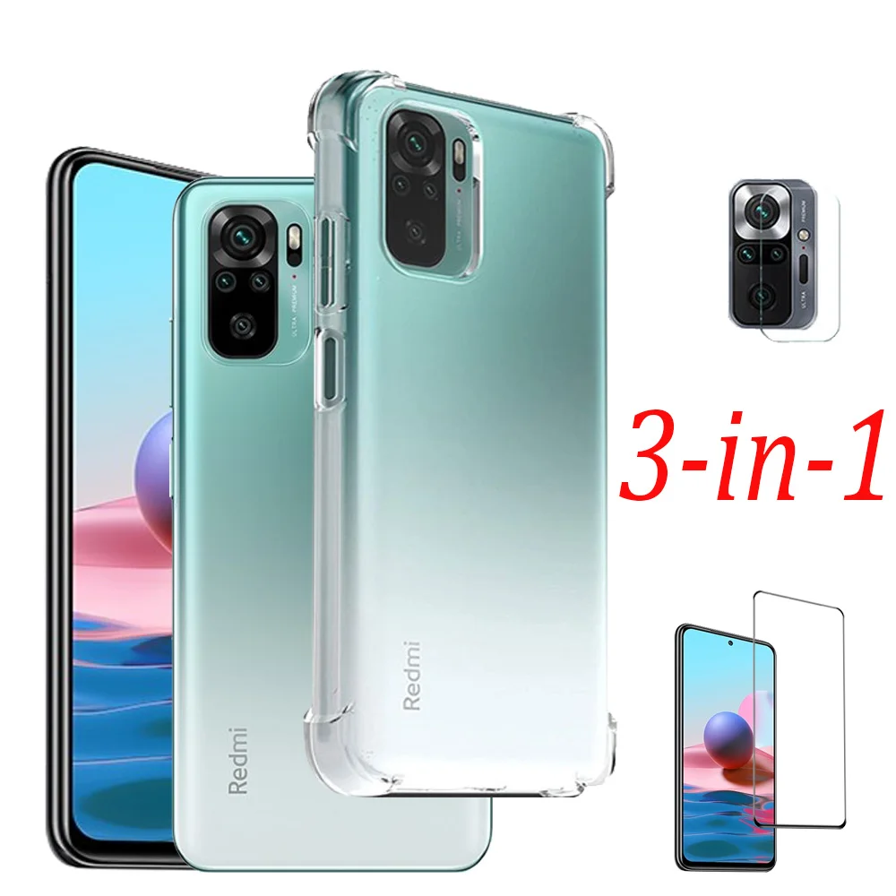 Custodia Trasparente Per Redmi Note 12 11 10 5G 10Pro Coperchio Vetro Temperato 9D Xiaomi Redmi Note 10T Macchina Da Presa Red Mi 11 12 Custodia Antis