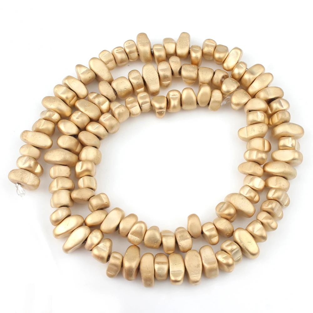 Gold Plated Natural Hematite Irregular Beads