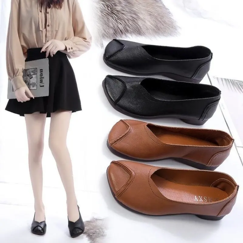 

Fashion Shoes Woman Microfiber Leather Comfy Flats Casual Slippers Soft Bottom Loafers Solid Brief Ladies Moccasins New 35 - 40