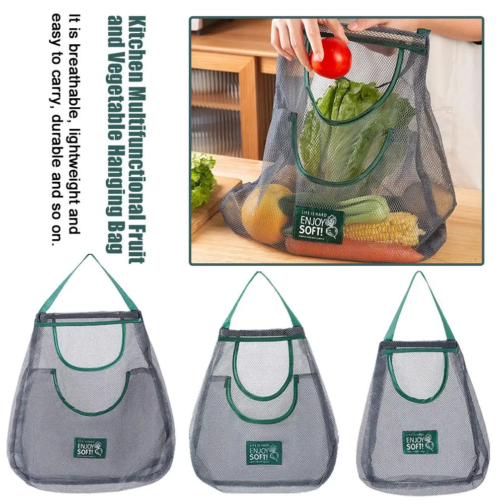 

Kitchen Multifunctional Fruit And Vegetable Hanging Bag Kitchen Hanging Mesh Bags For Garlic Onion Ginger Storage Bags B5D6