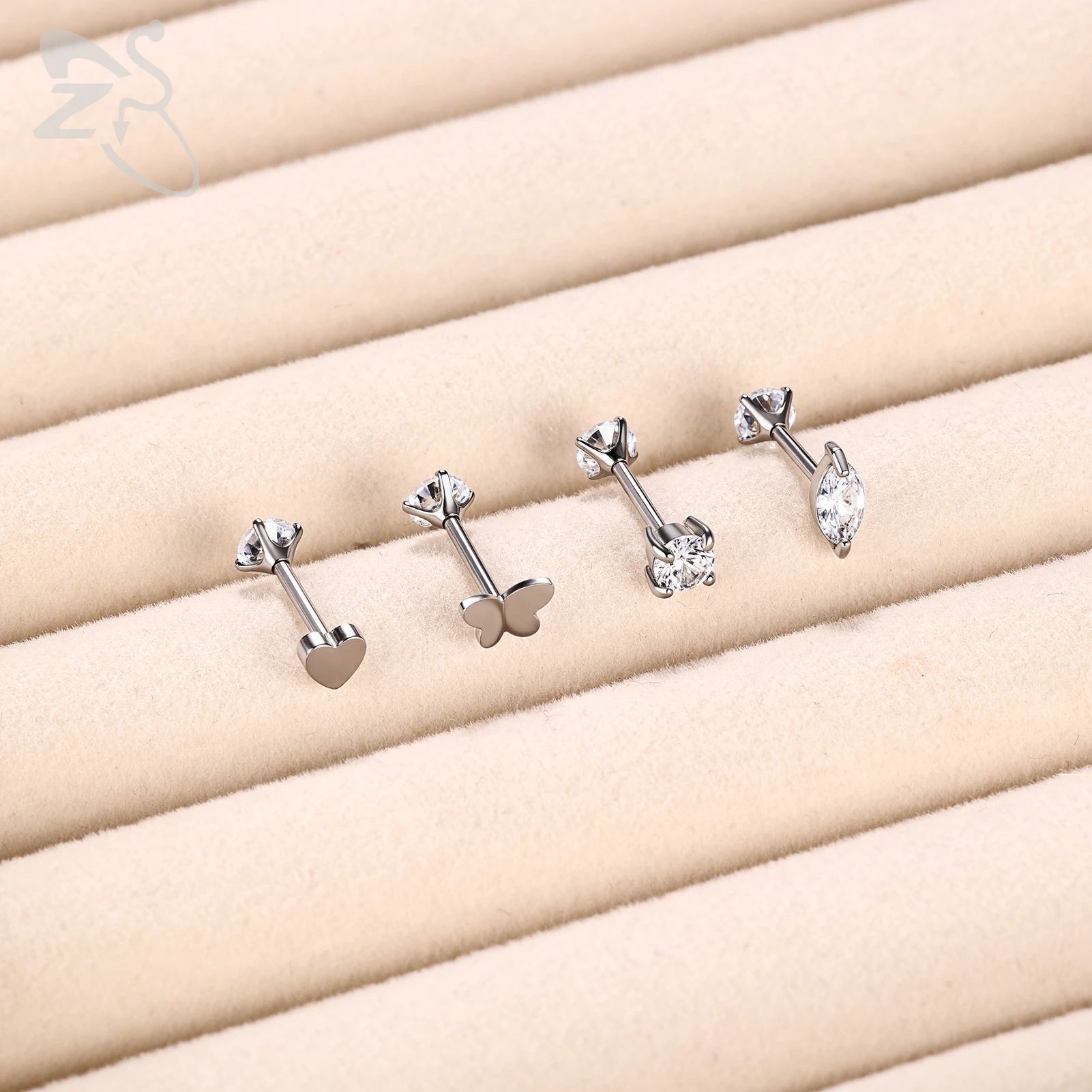 ZS 1개 16G/18G 스테인리스 스틸 라브렛 립 링 내부 나사형 립 스터드 무당벌레 나비 귀걸이 6mm/8mm 연골 귀걸이