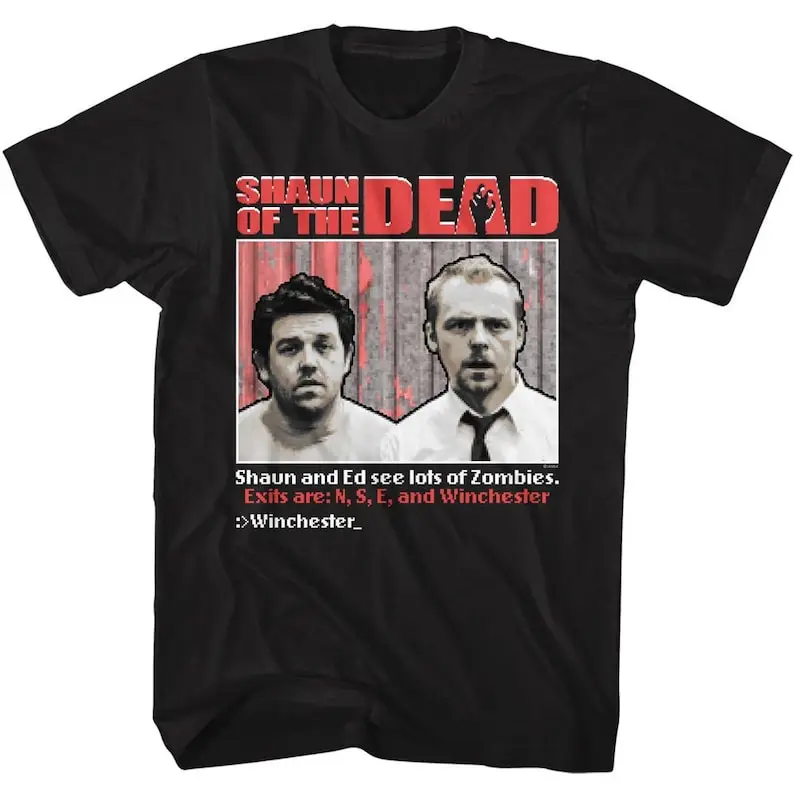 Shaun of the Dead Video Game Black T-Shirt Men's Cotton T-Shirt O-Neck Tees Short Sleeve Clothes Big Size
