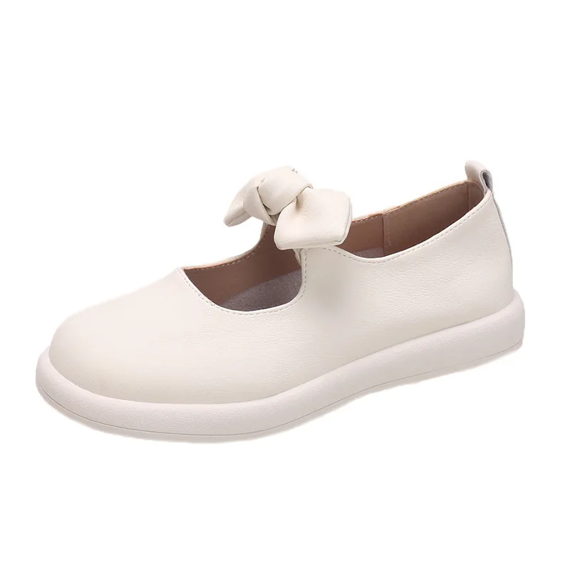 Mary Jane Shoes Women's  Summer New French Niche Design with A Soft Sole Round Toe Bow and Shallow Cut Single Shoe